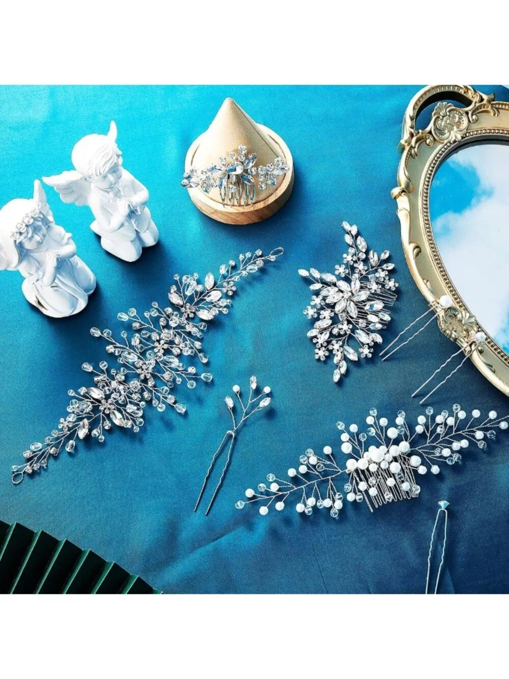 Elegant Wedding Hair Accessories Set - 44 Faux Pearl & Crystal Comb Clips for